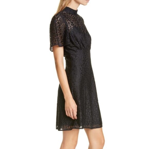 Kate Spade Flora Leopard Lace Mini Dress Black Size 4 - Picture 3 of 11